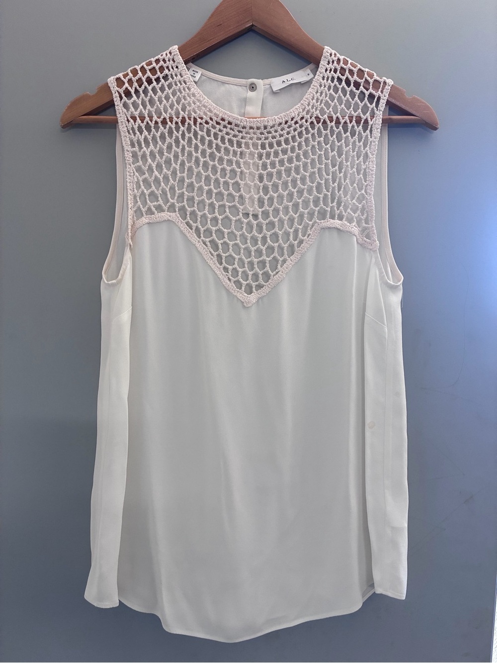 A.L.C. Crepe Silk crochet top